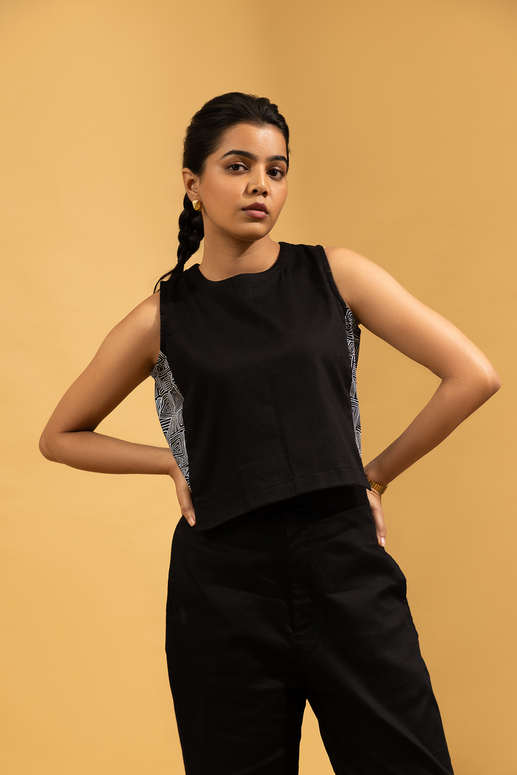 Black Co-ord Set With Geometric Inset