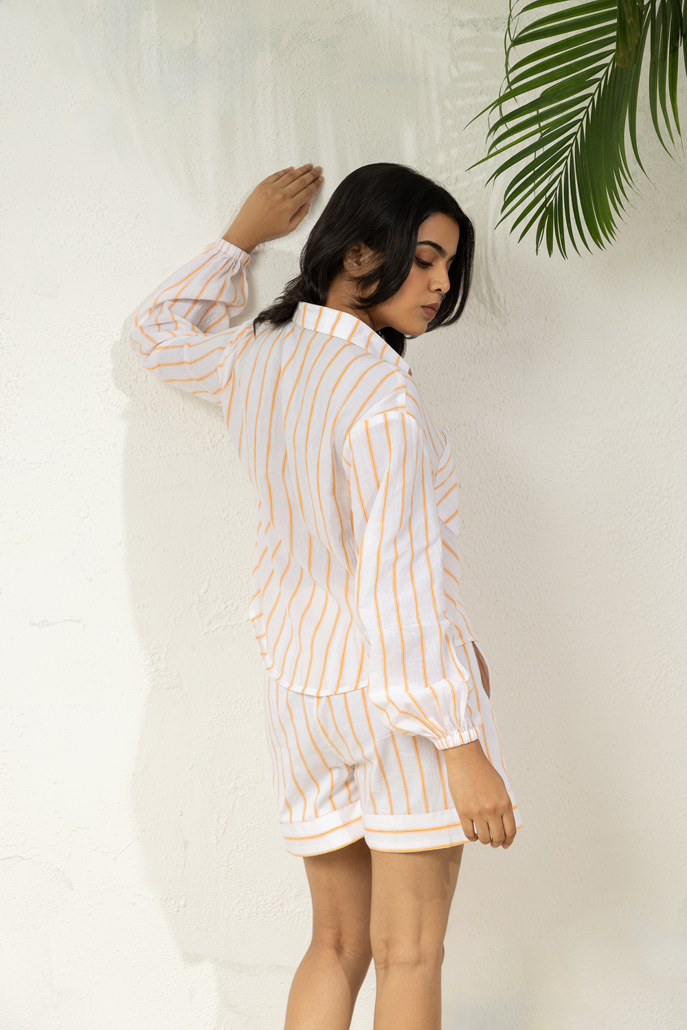 Orange Striped Co-ord Shorts Set