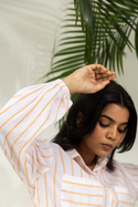 Orange Striped Co-ord Shorts Set