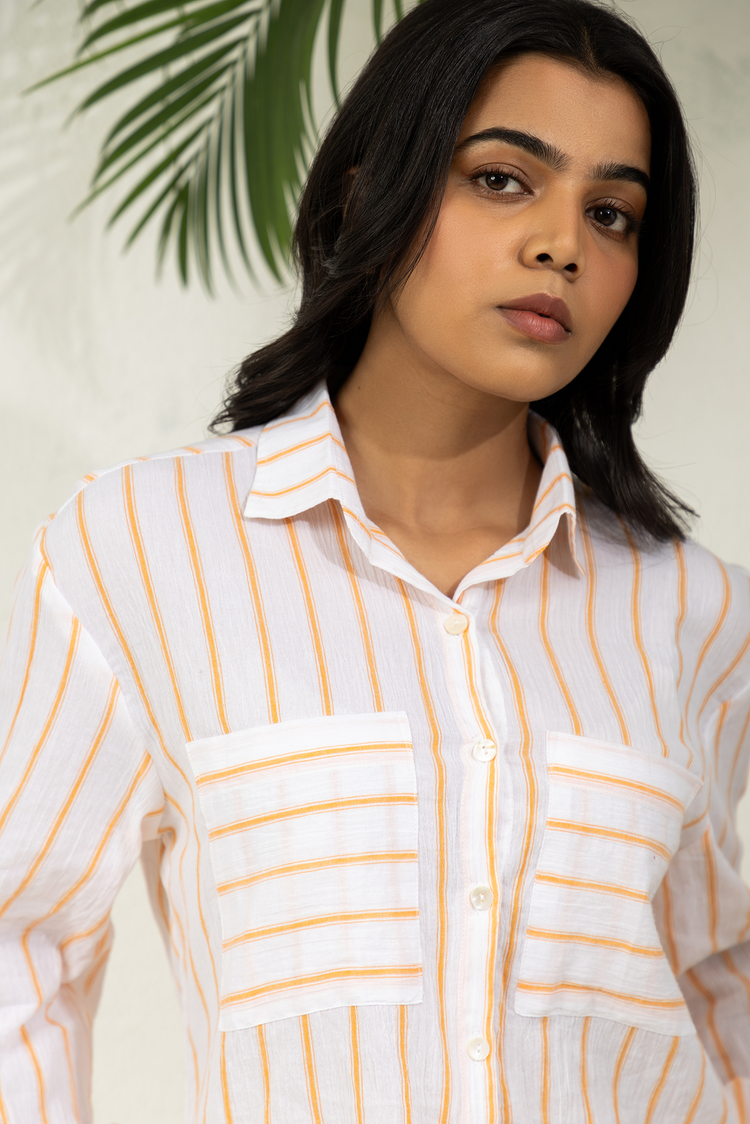 Orange Striped Co-ord Shorts Set