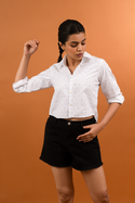White Grid Back Tie Shirt
